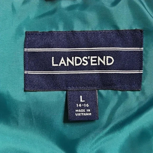 Lands' End Teal Puffer Vest Size Large - Picture 6 of 8